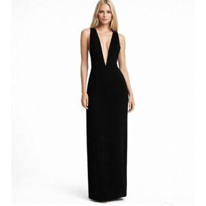 Reformation X Laura Harrier Velda Black Plunge Maxi Dress Sleek Elegant Eveningw